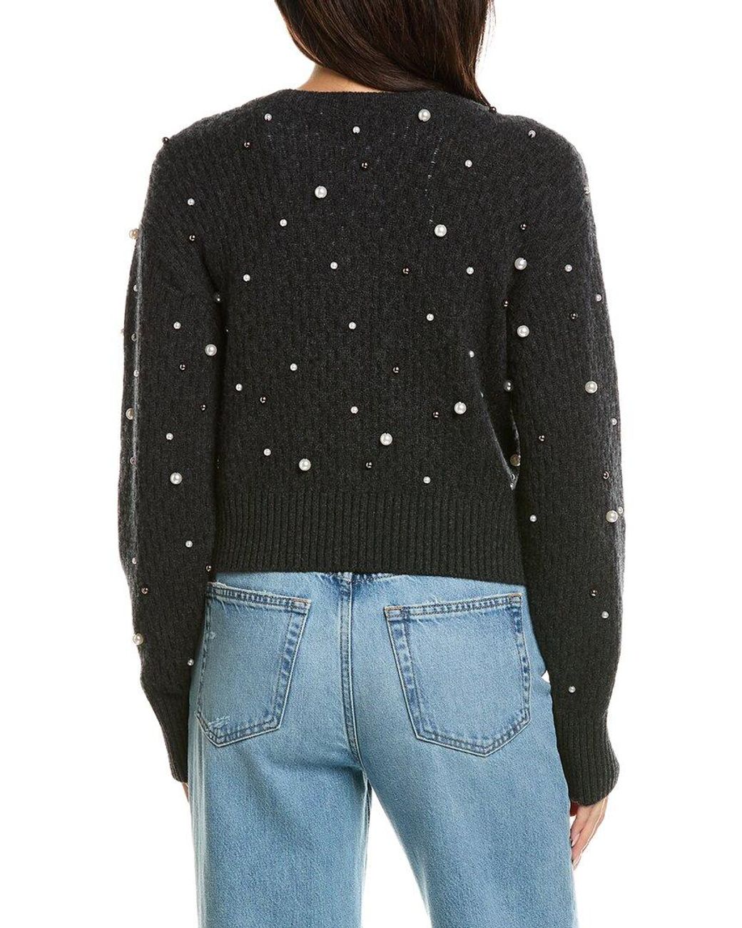 Brodie Cashmere Black Beverley Bead Button Back 100% Cashmere Sweater