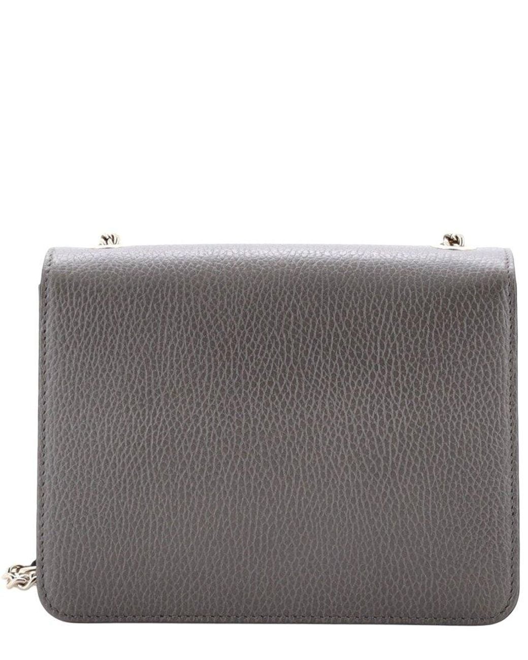 Gucci Gray Sheep Leather Interlocking Shoulder Bag Small (Authentic Pre-Loved)