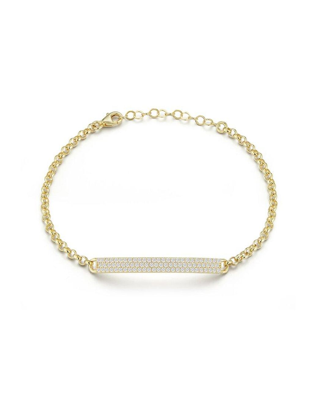 Glaze Jewelry Metallic 14k Over Silver Cz Id Bracelet
