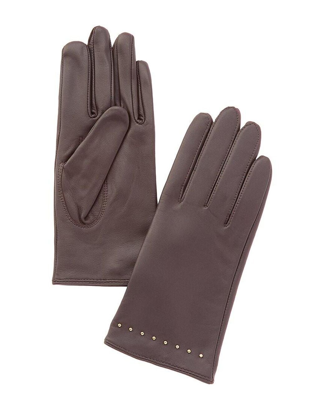 Phenix Brown Cashmere-Lined Leather Gloves
