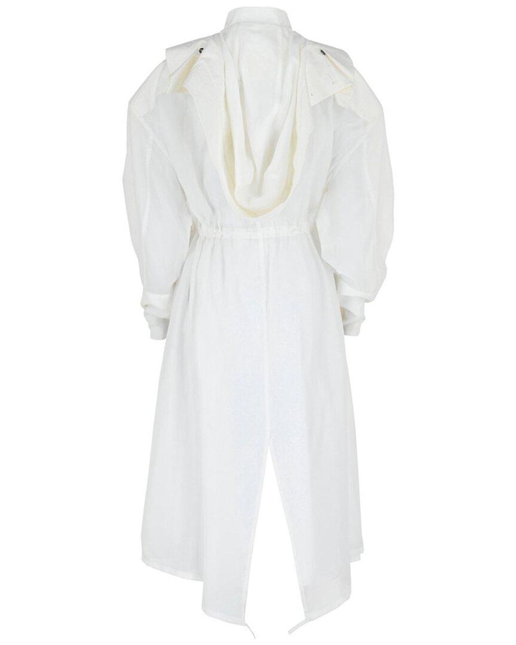 Ferragamo White Hooded Trench Coat