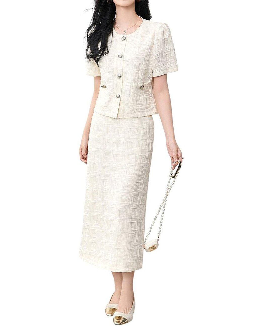 Monique Lagarde White 2Pc Top & Skirt Set