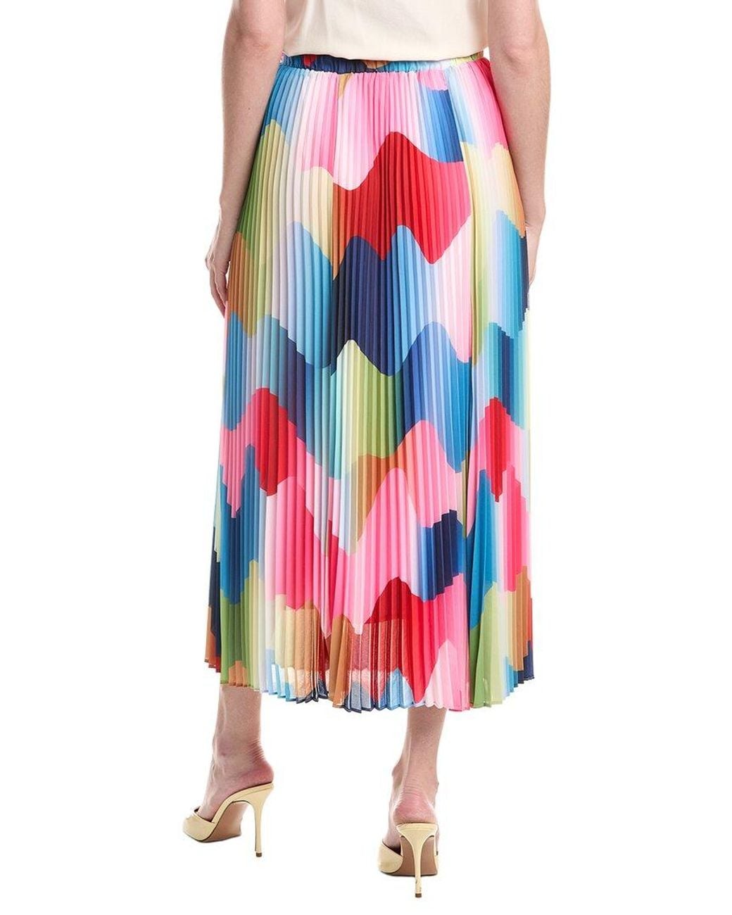 Tahari White Pleated Midi Skirt