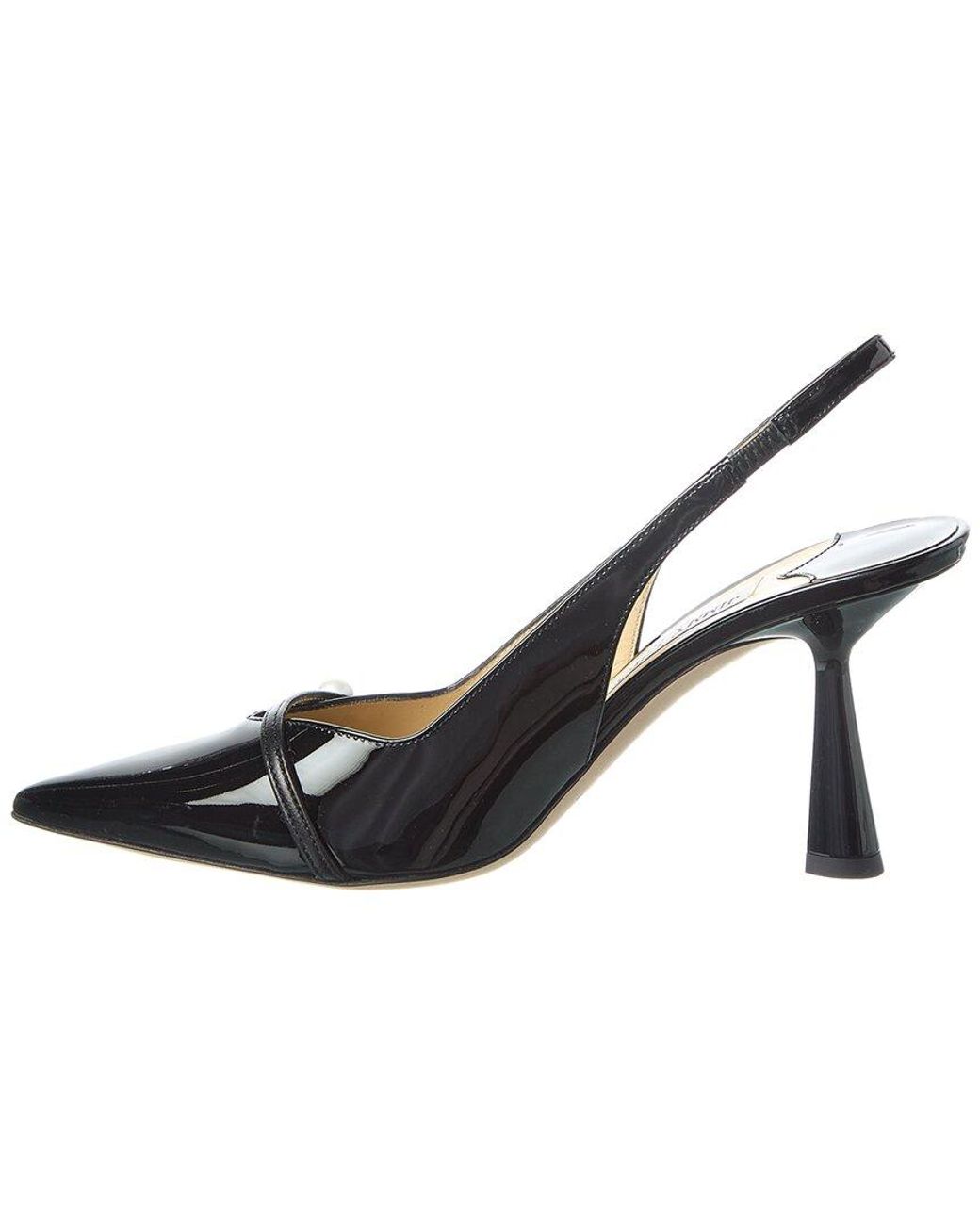 Jimmy Choo Black Amita 85 Patent Slingback Pump