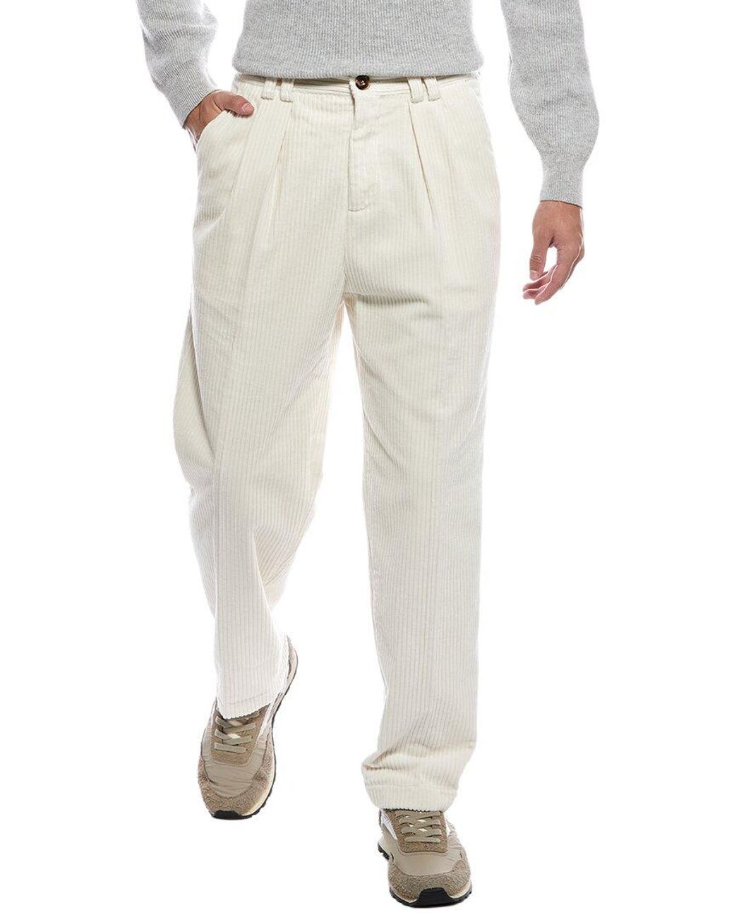 Brunello Cucinelli White Relaxed Fit Corduroy Pant for men