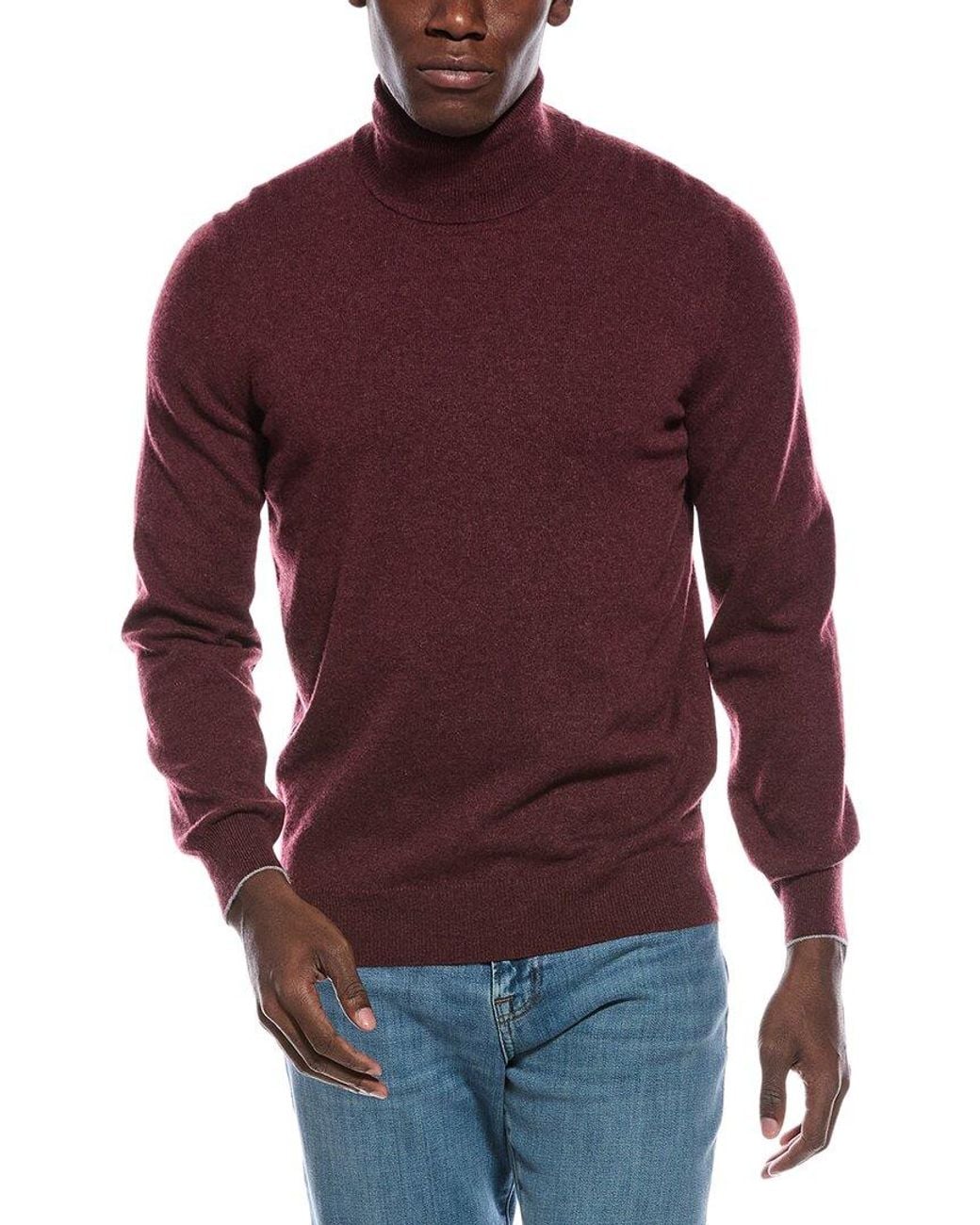 Brunello Cucinelli Red 100% Cashmere Turtleneck Sweater for men