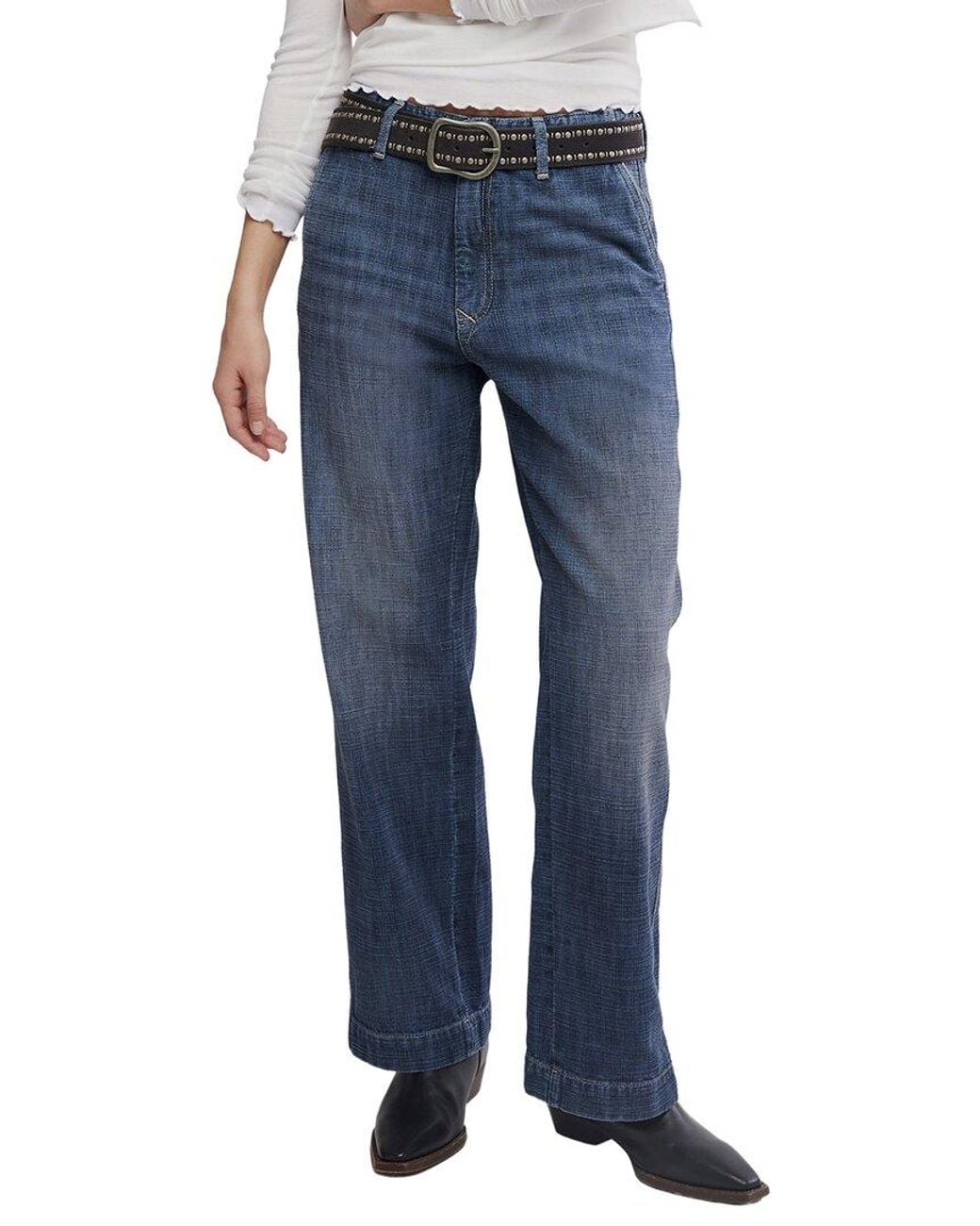 Free People Blue East Side Denim Straight Leg Jean