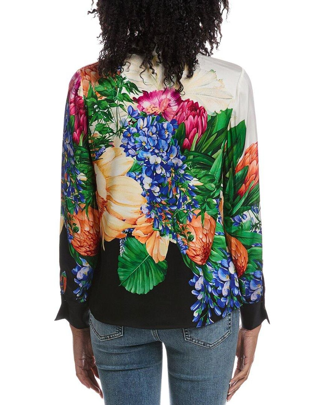 Tahari Green The Madeline Spring Meadow Blouse