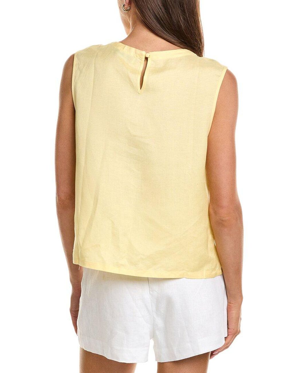 Femme Society White Sleeveless Linen-Blend Top