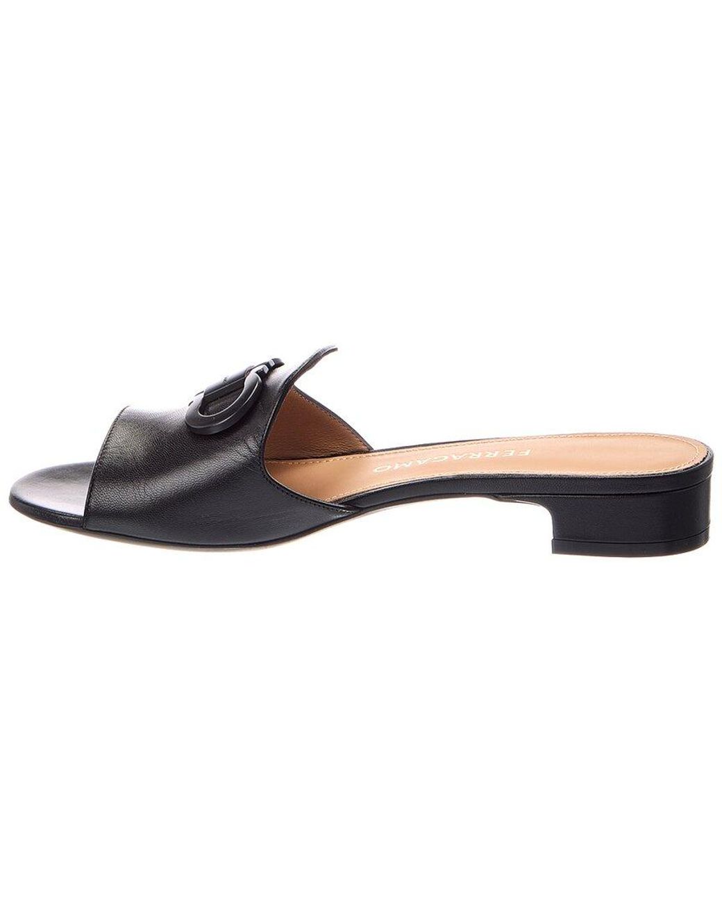 Ferragamo Brown Ganicini Ornament Leather Flat