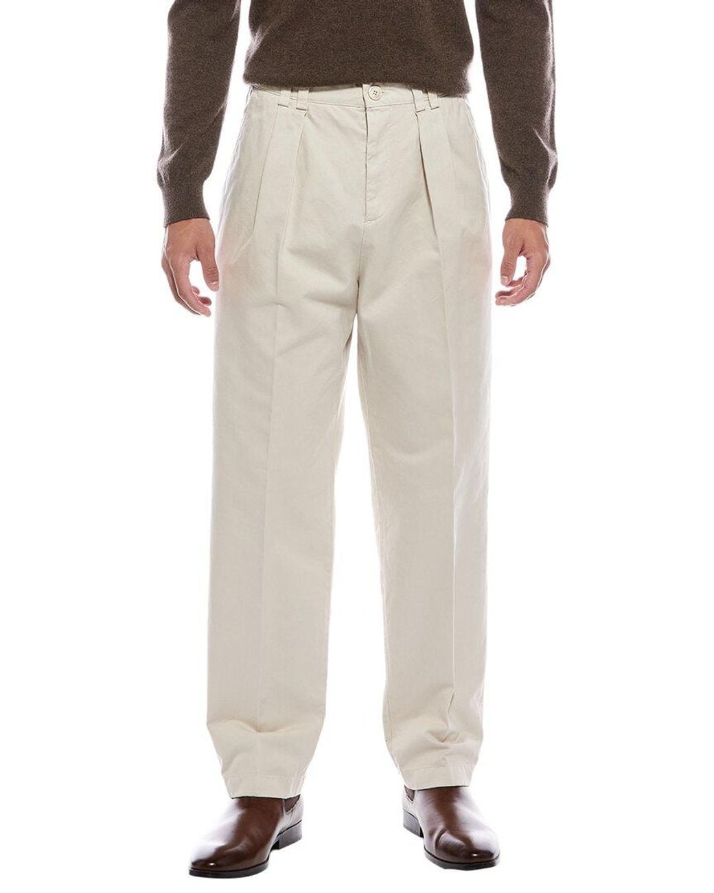 Brunello Cucinelli Natural Pleated Pant for men