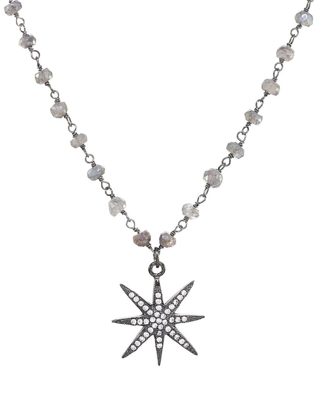 Rachel Reinhardt Jewelry Metallic Plated Labradorite & Crystal Necklace
