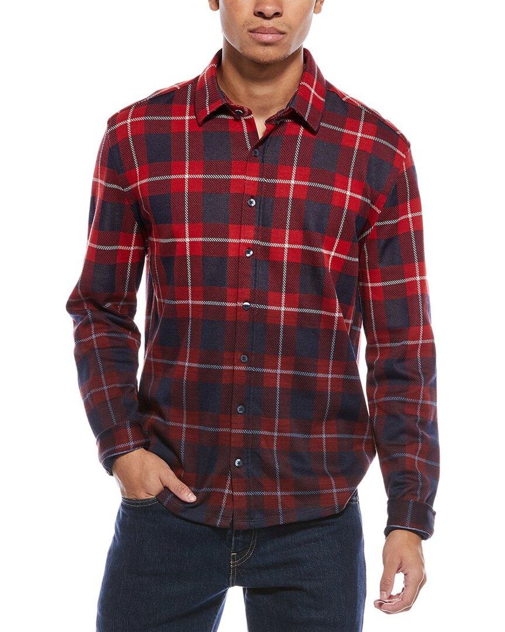 Stone Rose Red Jacquard Knit Check Shirt for men