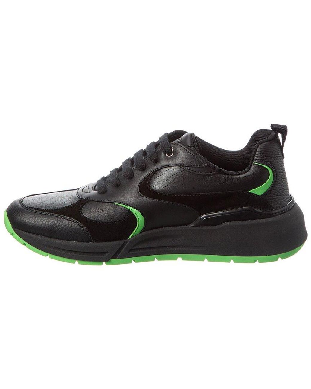 Ferragamo Black Leather & Suede Sneaker for men