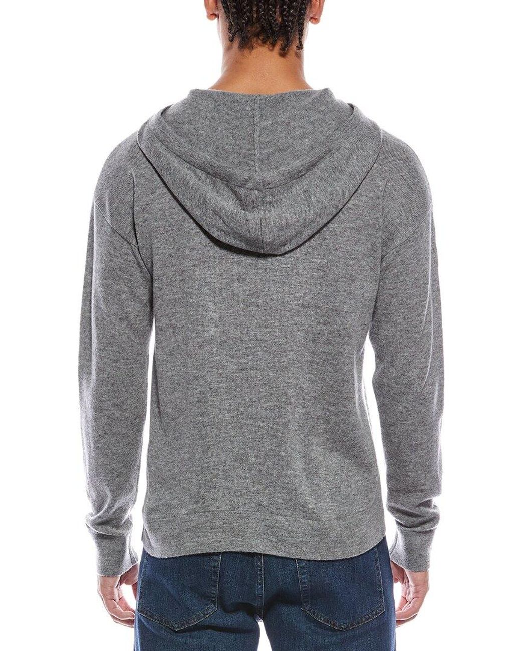 Brodie Cashmere Gray Button Up Wool & Cashmere-Blend Hoodie for men
