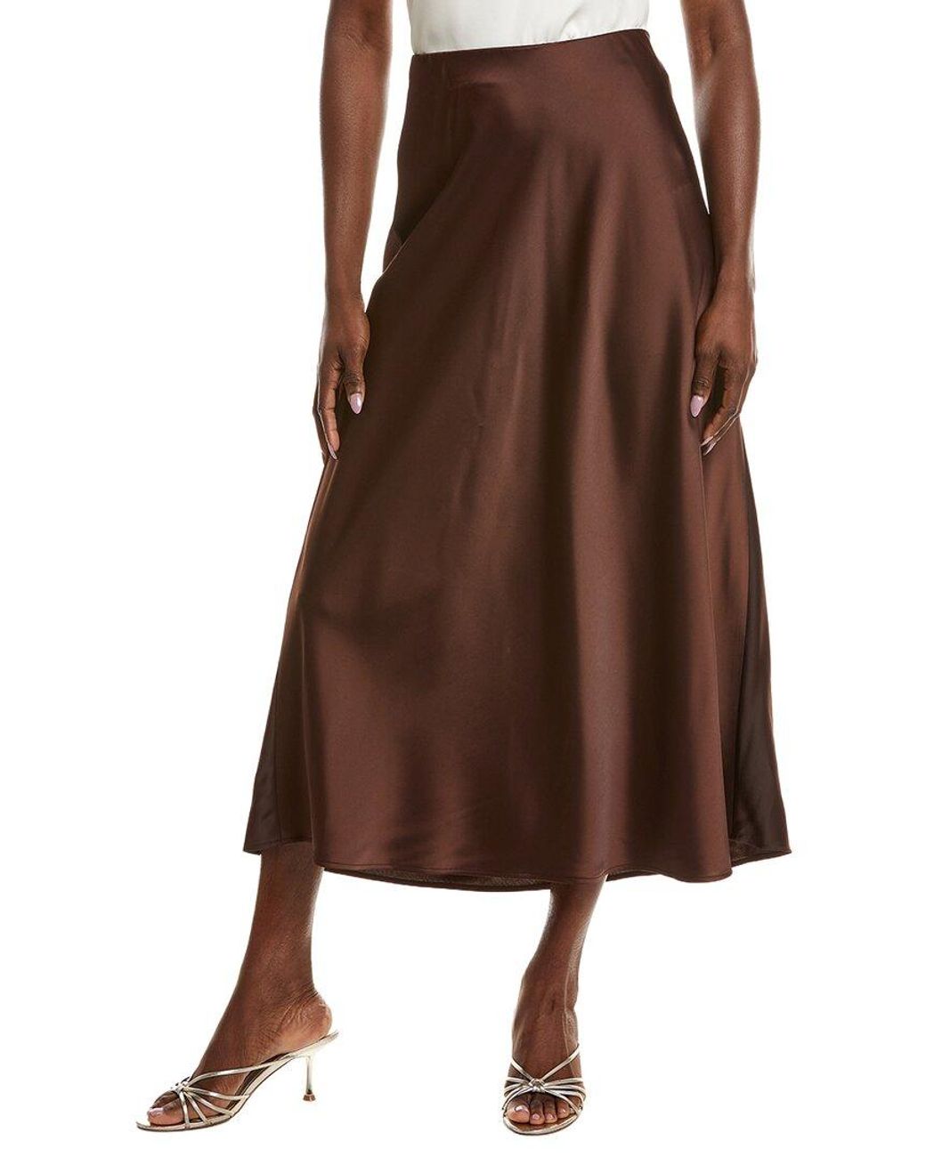 Anne Klein Brown Bias Flared Skirt