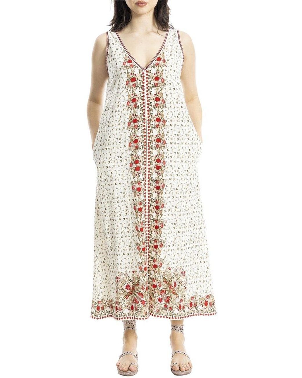 Max Studio Natural V-Neck Linen-Blend Maxi Dress
