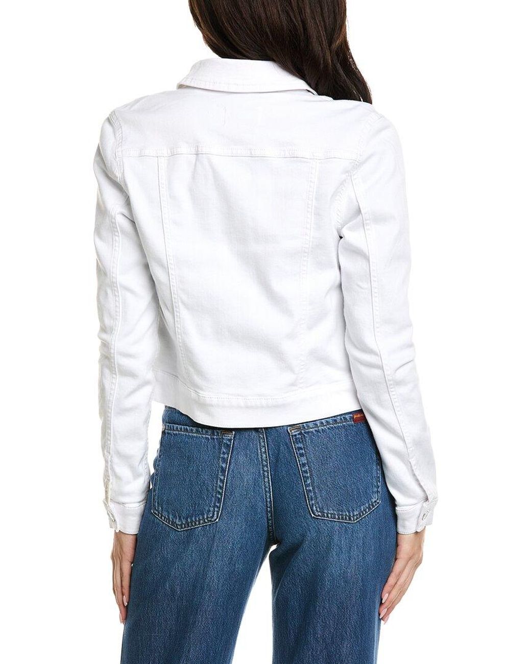 7 For All Mankind White Classic Cropped Trucker Top