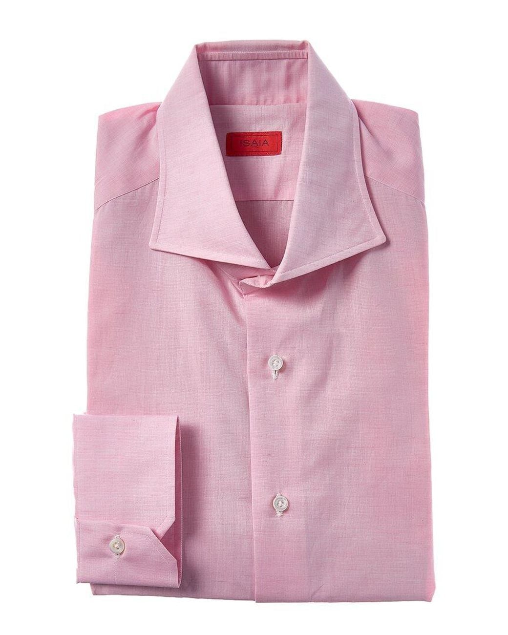 Isaia Pink Mix Linen-Blend Dress Shirt for men