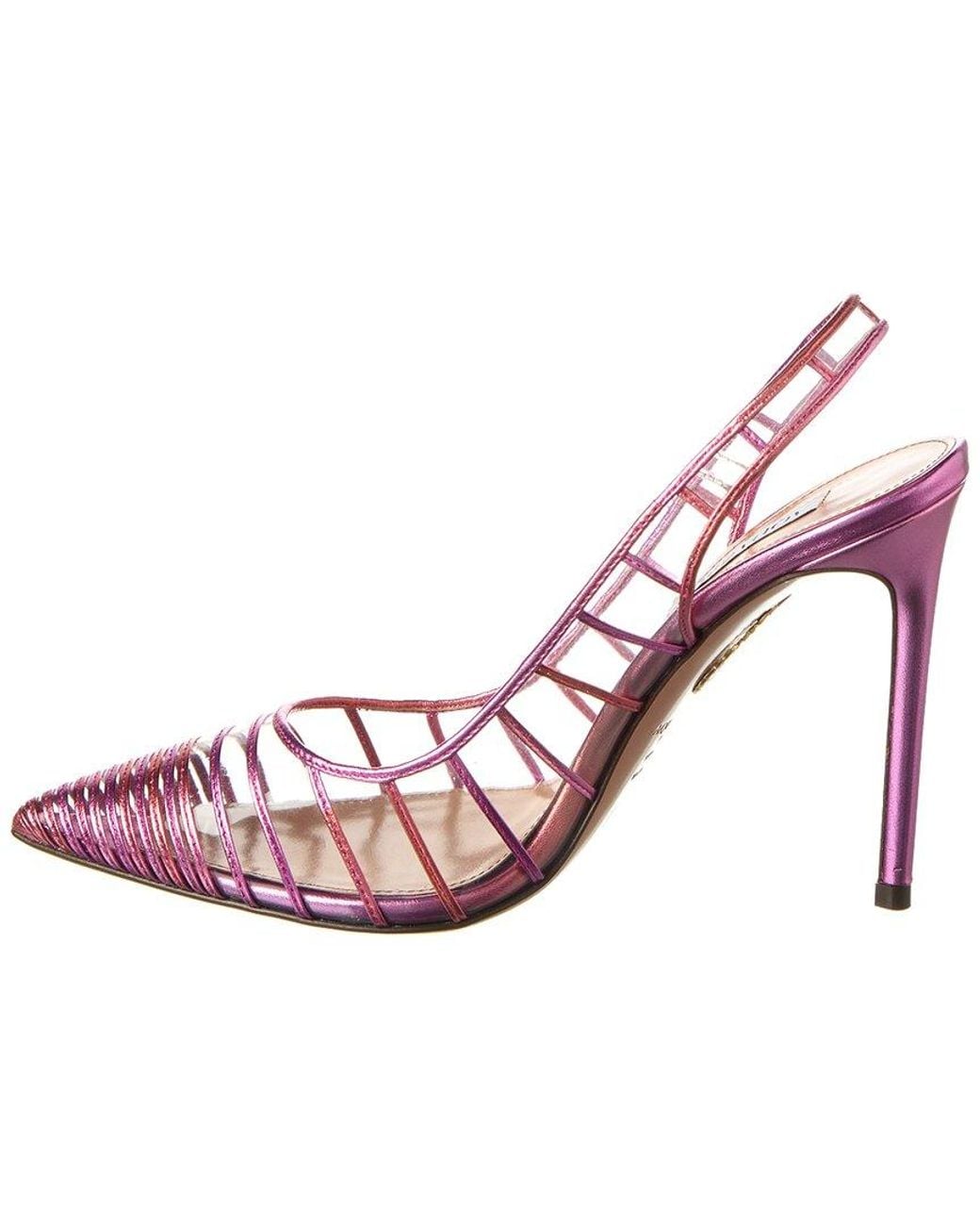 Aquazzura Pink Call Me 105 Vinyl & Leather Slingback Pump