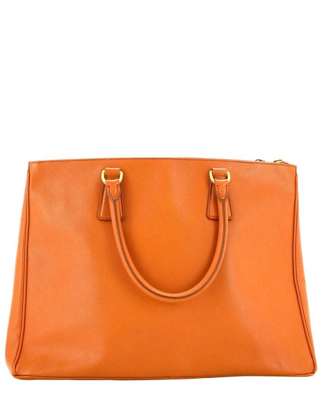 Prada Orange Saffiano Leather Double Zip Lux Tote Large (Authentic Pre-Loved)