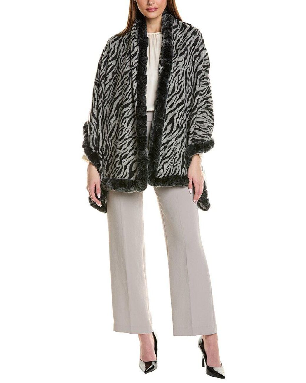 La Fiorentina Black Reversible Leopard Print Wool Wrap