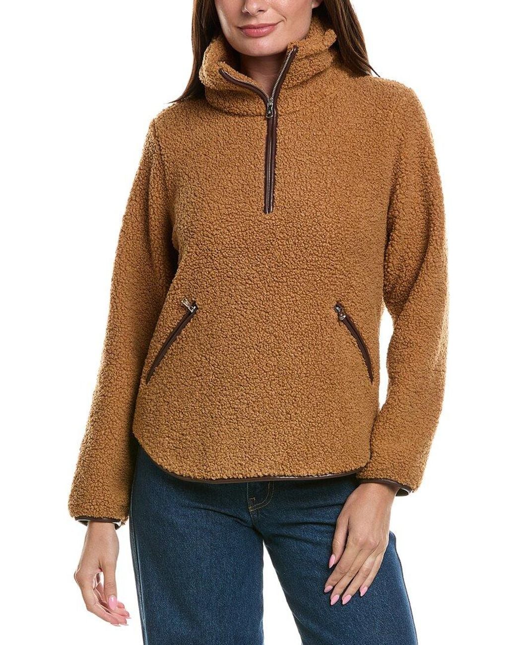 Tommy Bahama Brown High Pile Fleece Popover