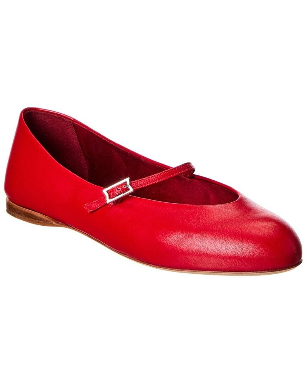 Max Mara Red Leather Ballet Flat
