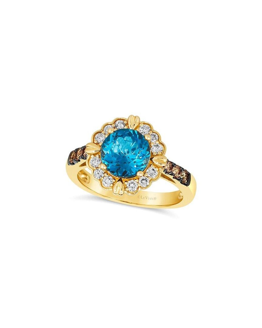 Le Vian Blue 14K 3.13 Ct. Tw. Diamond & London Topaz Cocktail Ring