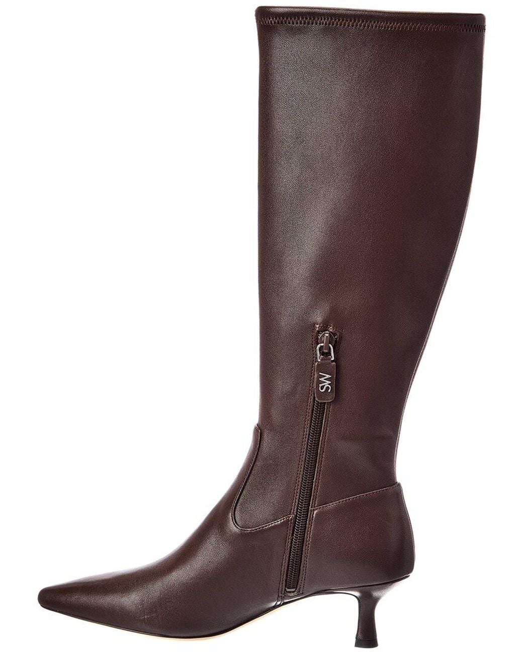 Stuart Weitzman Brown Isla Zip Leather Knee-High Boot