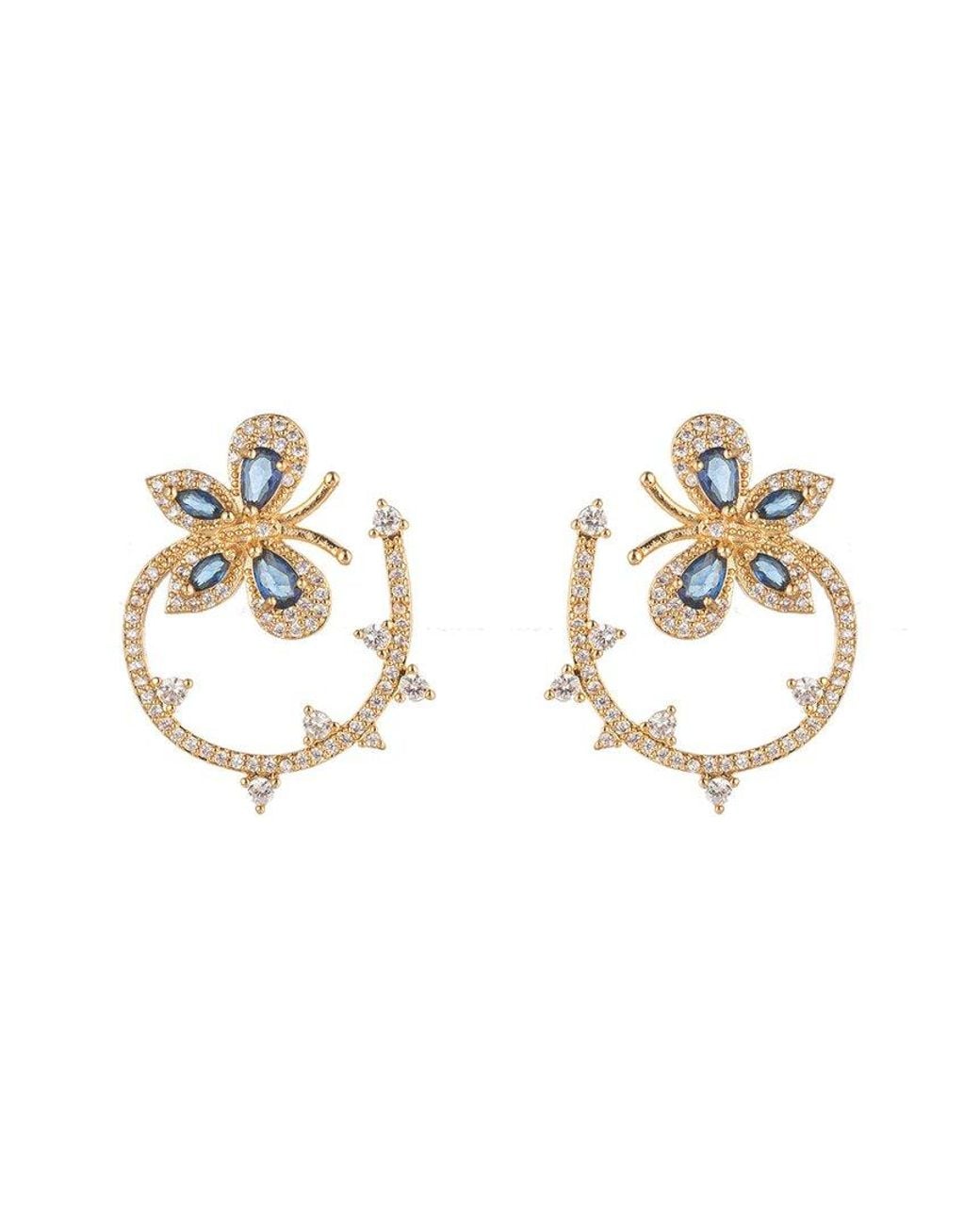Eye Candy LA Metallic Luxe Collection 18k Plated Cz Butterfly Earrings