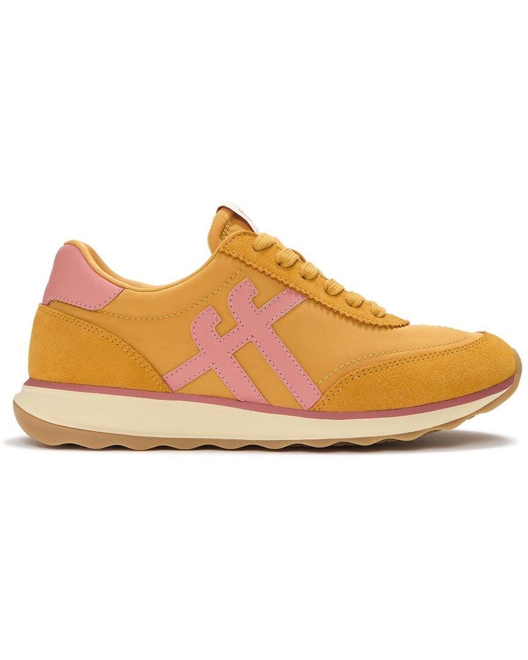 Fitflop Yellow Retro-Q Ff Fabric Suede Sneakers