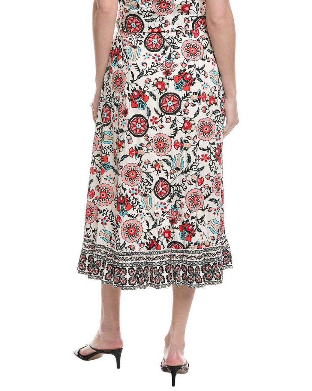 Tahari Black Tiered Midi Skirt