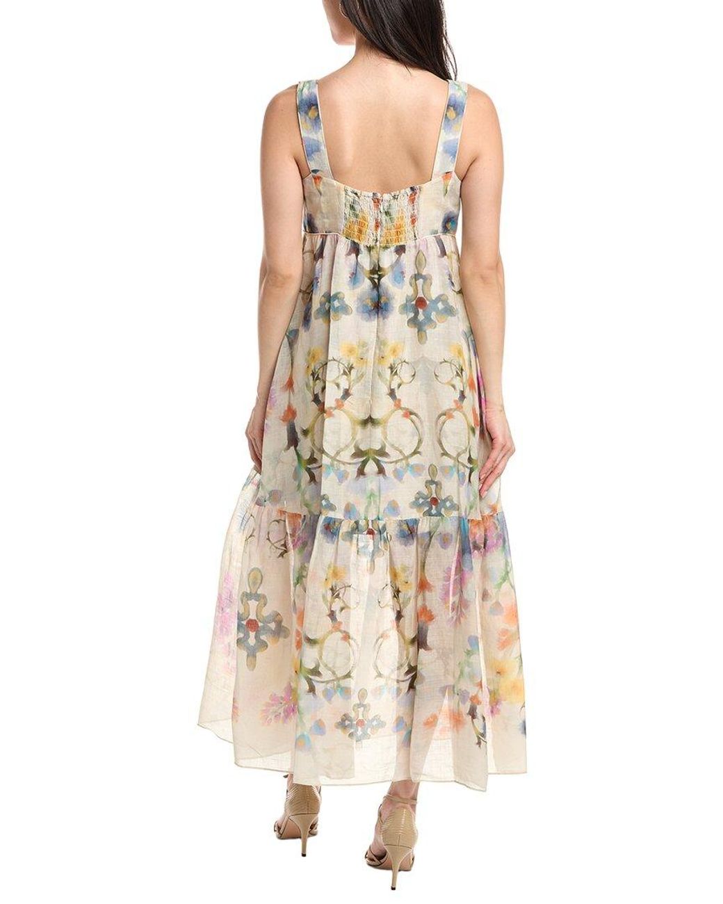 Marchesa Natural Ramie Sleeveless Maxi Dress