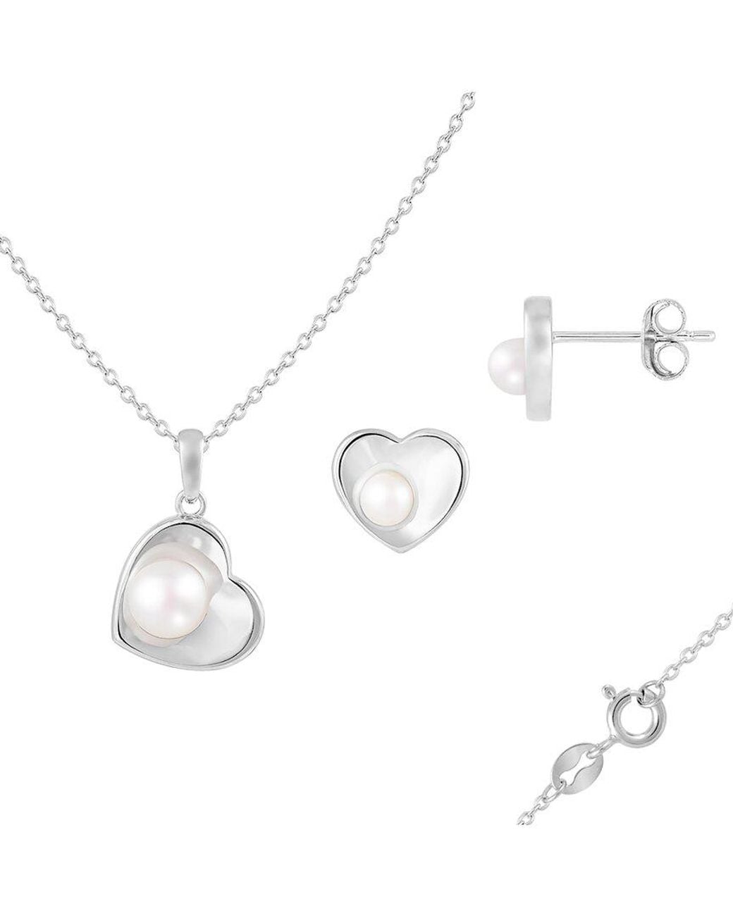Splendid White Silver 5-6mm Pearl Set