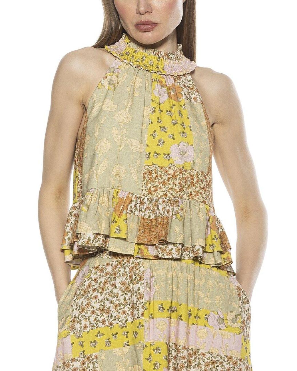 Alexia Admor Metallic Roth Linen-Blend Top