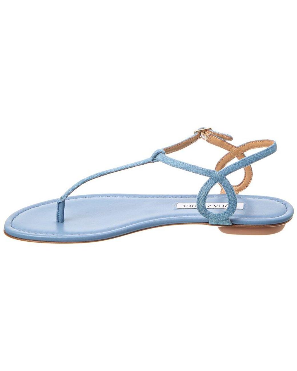 Aquazzura Blue Almost Bare Denim & Leather Sandal