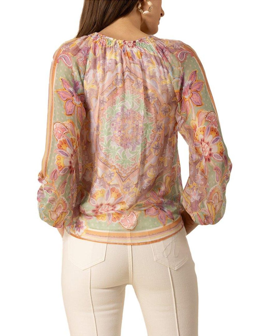 Hale Bob Natural Michaela Silk-Blend Blouse