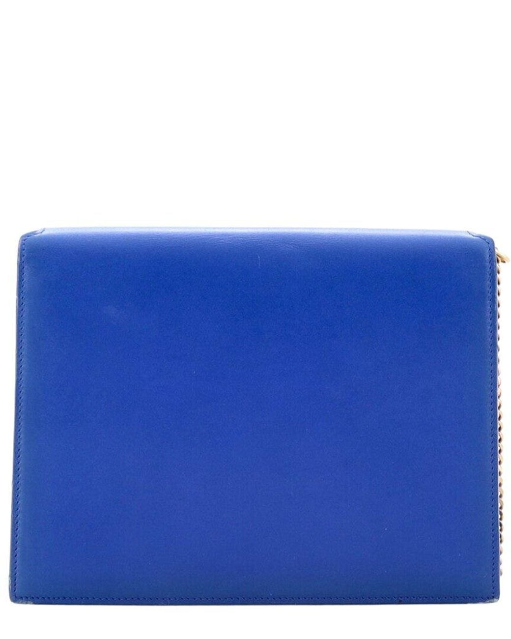 Saint Laurent Blue Sheep Leather Cassandra Chain Shoulder Bag Small (Authentic Pre-Loved)