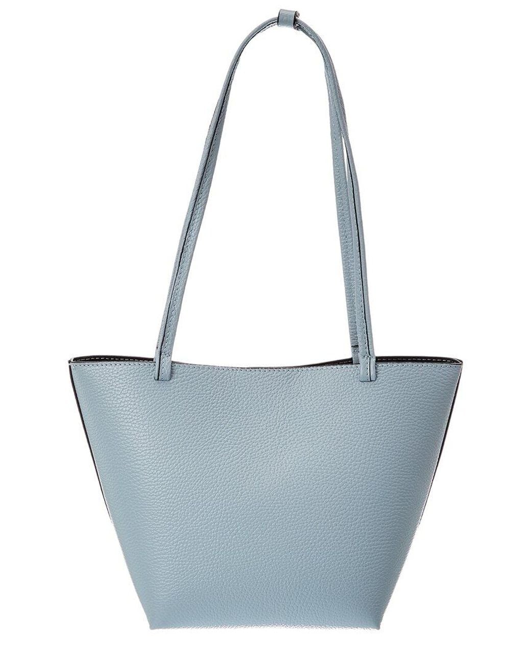 Italian Leather Blue Yara Leather Top Handle Bag
