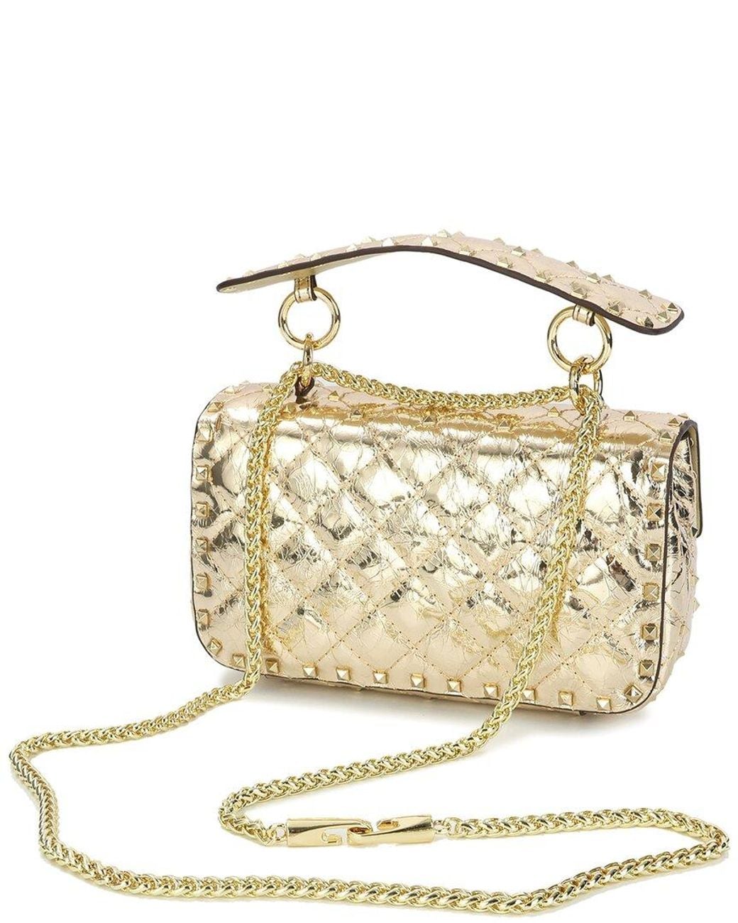 Tiffany & Fred Paris Metallic Quilted & Studded Leather Crossbody