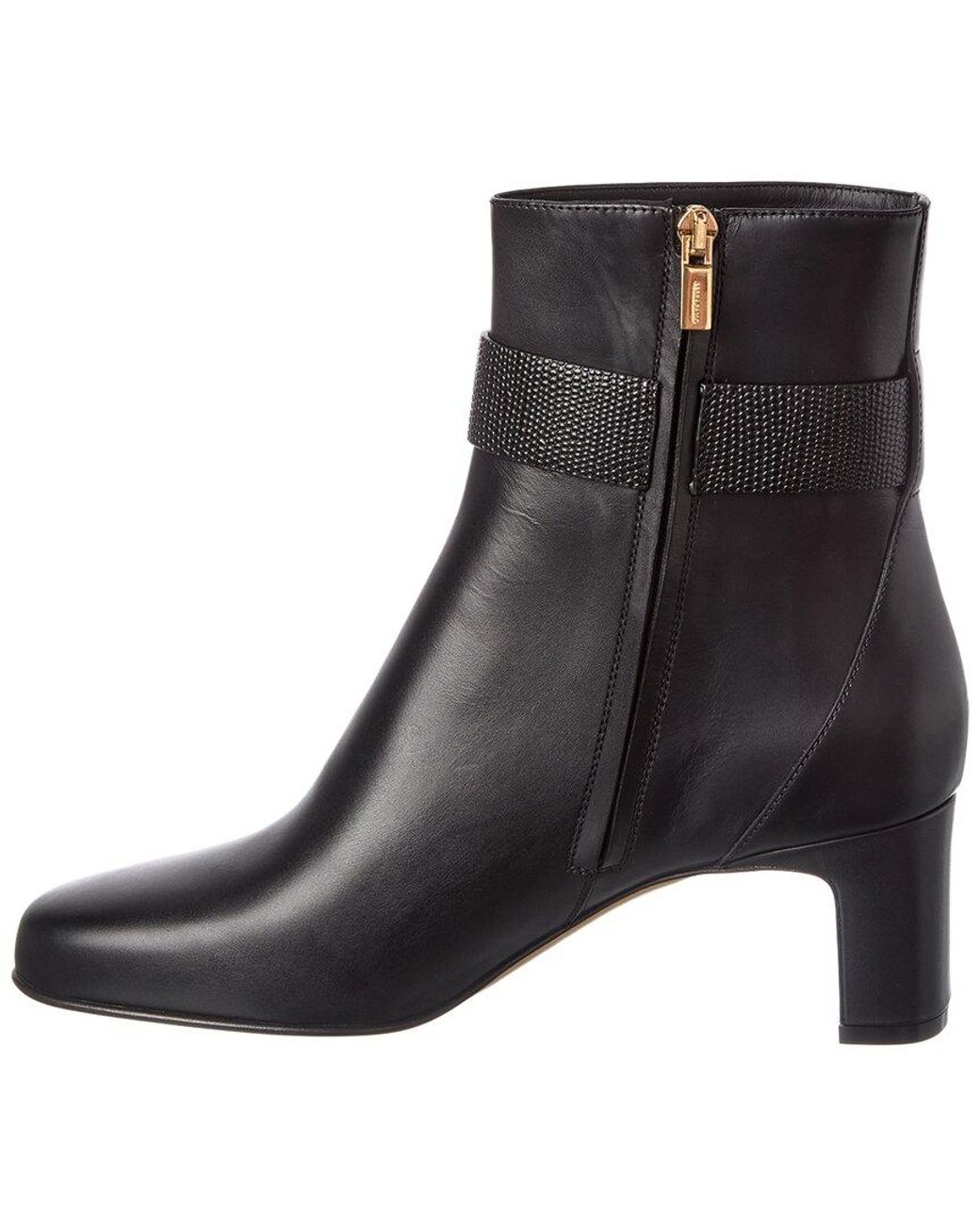 Ferragamo Black Gancini Leather Boot