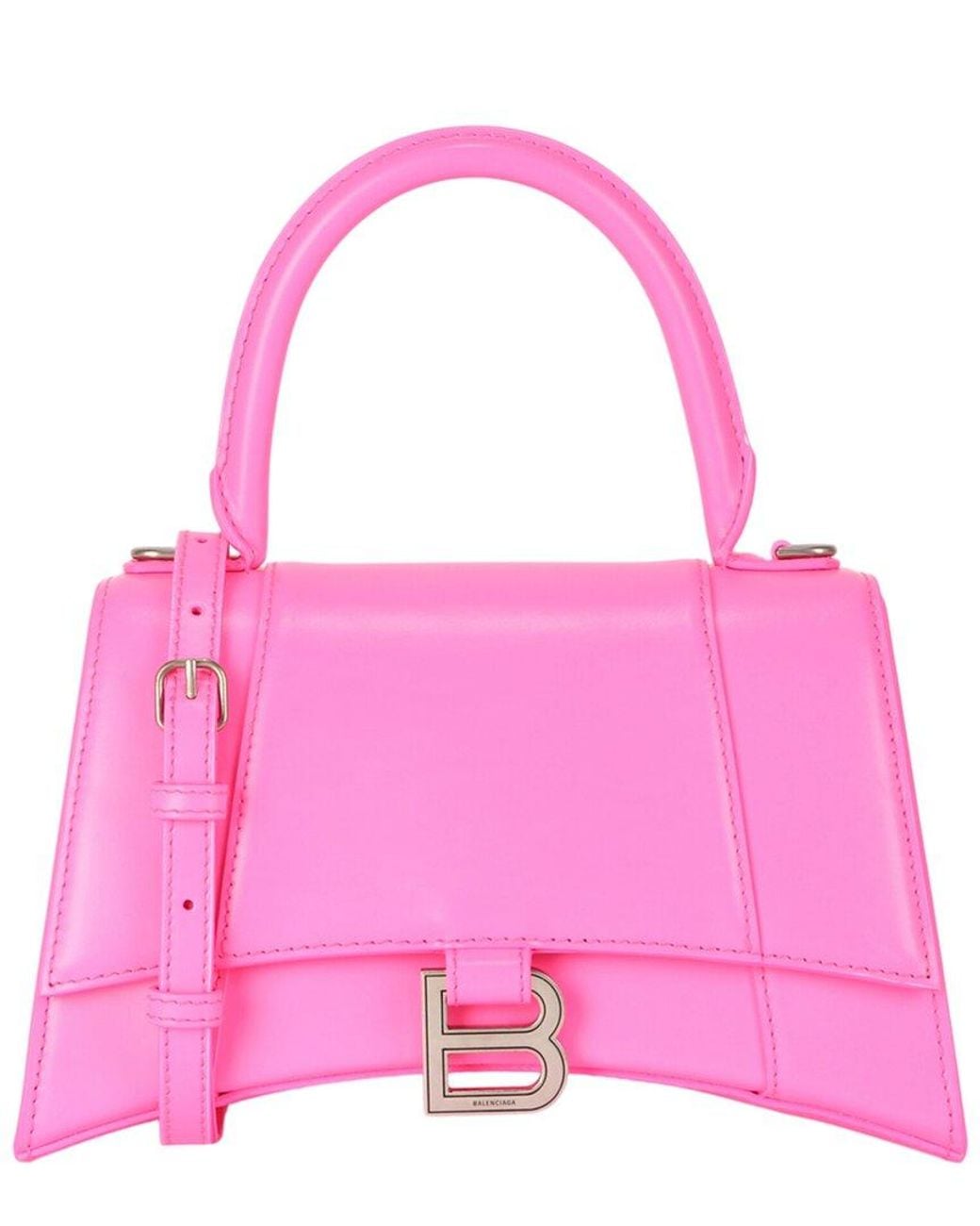 Balenciaga Pink Small Hourglass Leather Top Handle Bag