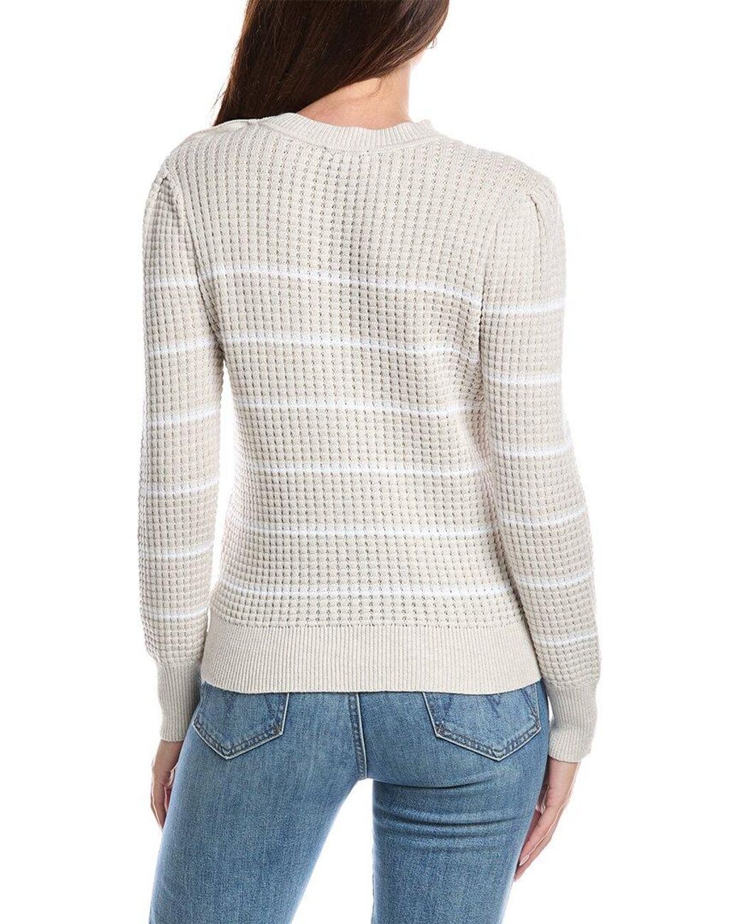 Forte White Waffle Knit Sweater