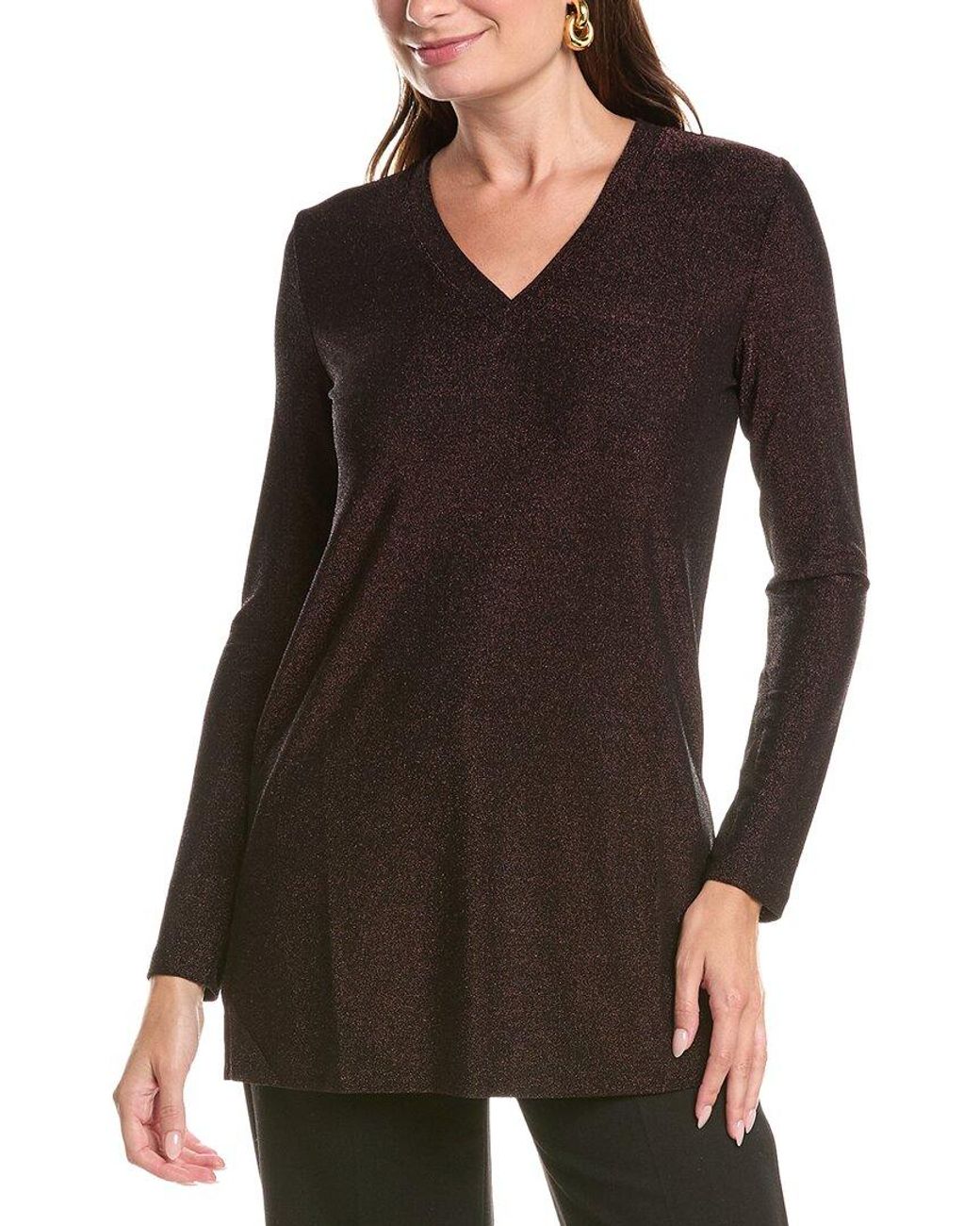 Johnny Was Black Demi Metallic V-Neck Tunic