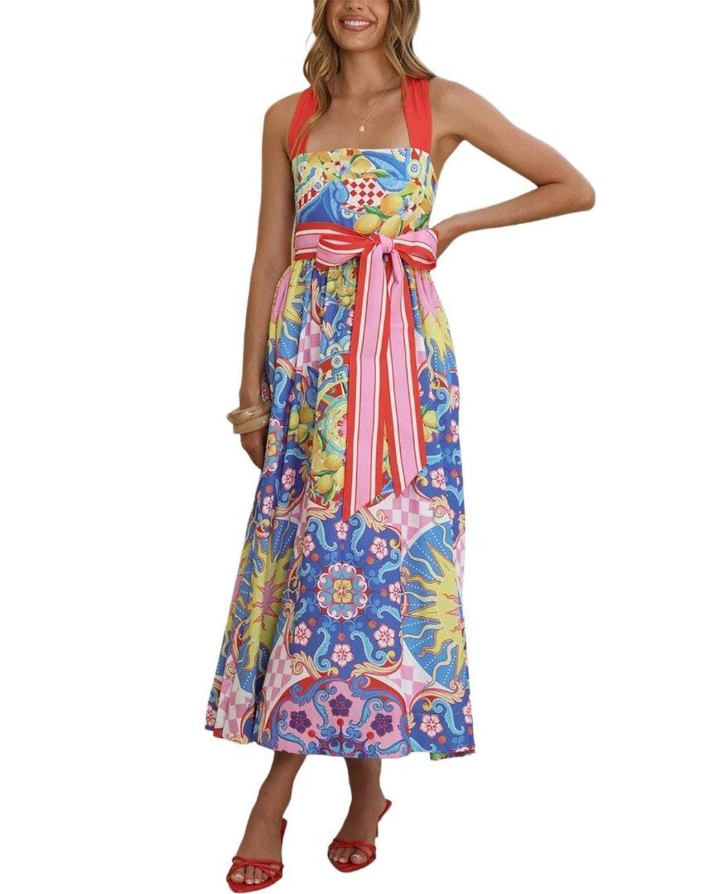 Esea White Linen-Blend Midi Dress