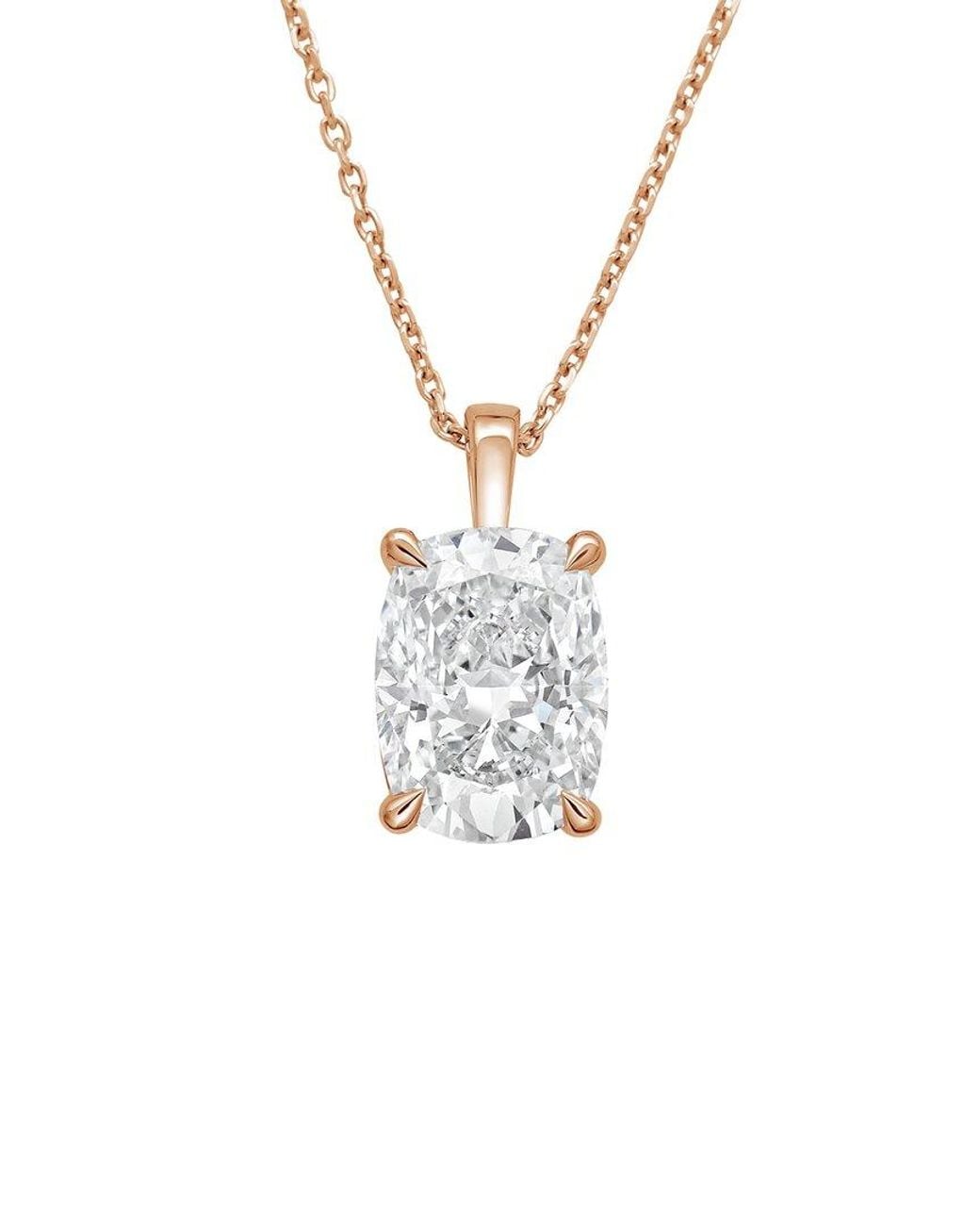 Diana M White Diana M. 14K Rose 1.00 Ct. Tw. Lab-Grown Diamond Solitaire Pendant