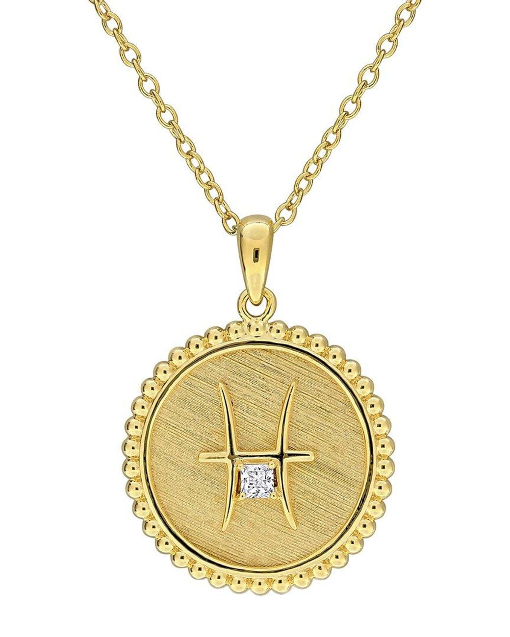 Rina Limor Metallic Zodiac Sign Plated 0.35 Ct. Tw. Lab-Grown Created Sapphire Virgo Pendant