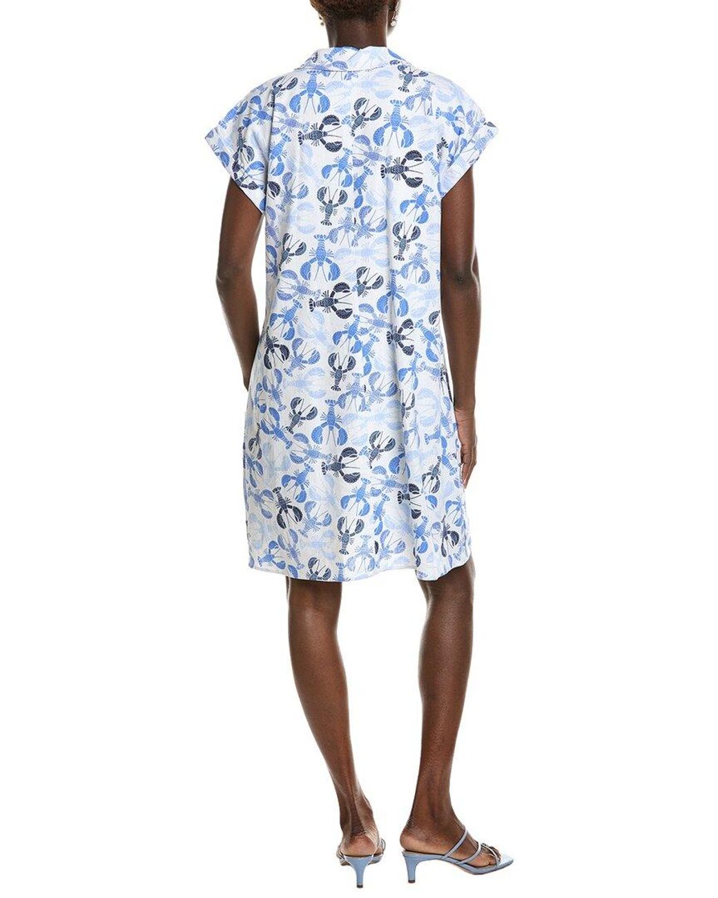 Jones New York Blue Collared Linen-Blend Dress