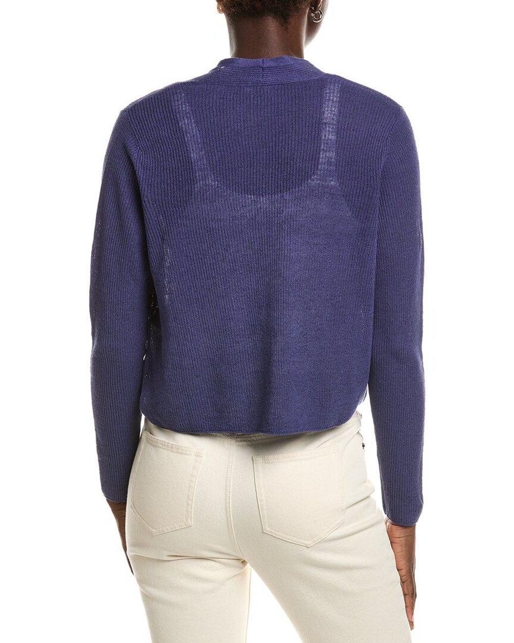 Eileen Fisher Blue Linen-Blend Cardigan
